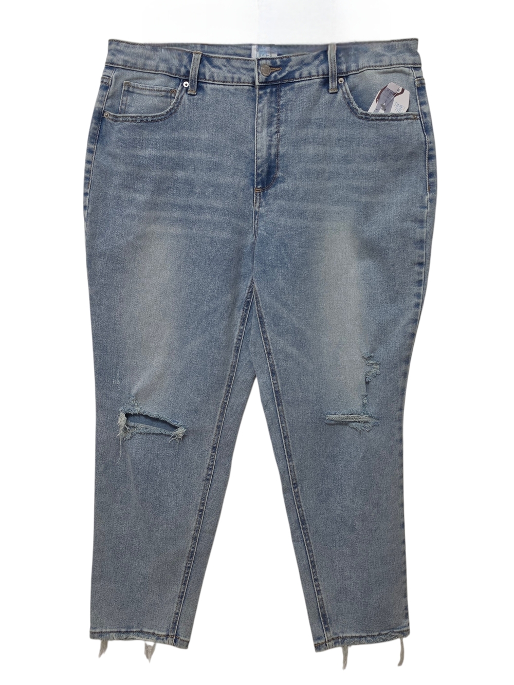 Time and Tru | Cropped Mom Jeans High Rise Distressed Ripped Light Wash NWT